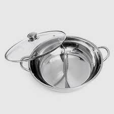 L1-Fondue Pan with glass cover 32cm / Noi Lau Voi Nap Kinh 1pc