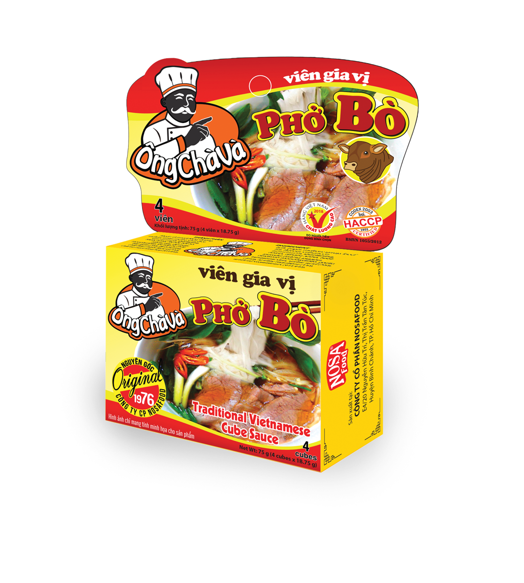 Ong Cha Va Soup Powder Beef Rice Noodle Soup / Vien Gia Vi Pho Bo Ong Cha Va 75g( BBD 29/03/23)