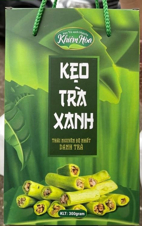 Peanut Greentea Caramel Candy/ Keo Doi Lac Tra Xanh 300g Kem Tui