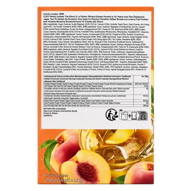 Cozy Peach Iced Tea/ Tra Dao - 240g (16x15g)-Global Food Hub