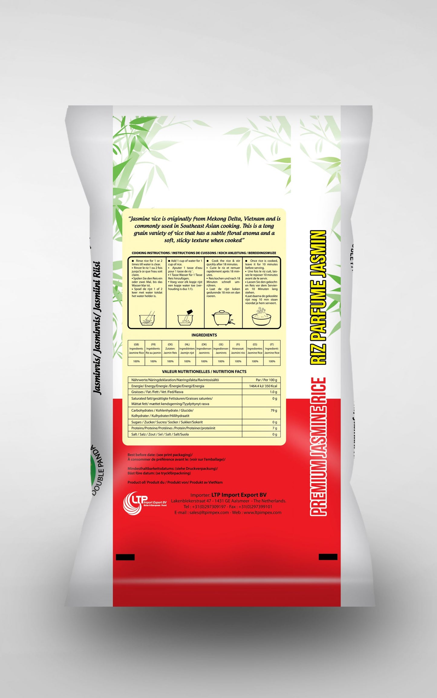 DOUBLE PANDA RED Super Jasmine Rice / Gao Thom Deo 2 Con Gau Đỏ ST24 20 kg