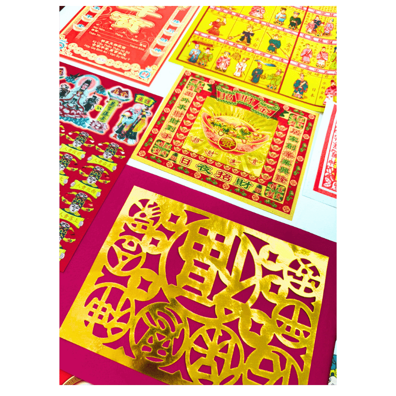 Kitchen Gods Greeting Papers/ Bo Giay Cung Giao Thua