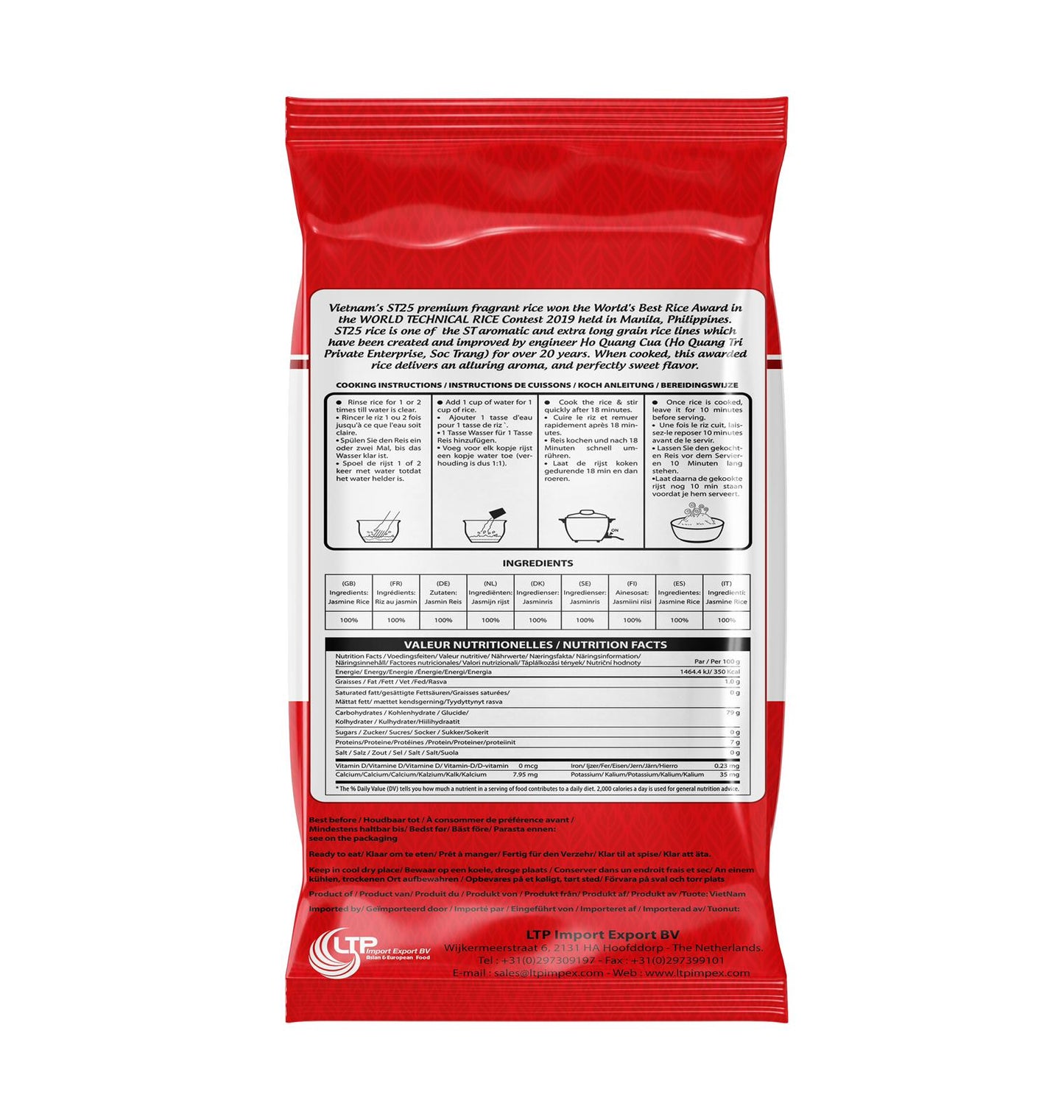 DOUBLE PANDA ST25 Super Jasmine Rice / Gao Thom Deo 2 Con Gau ST25 18 kg