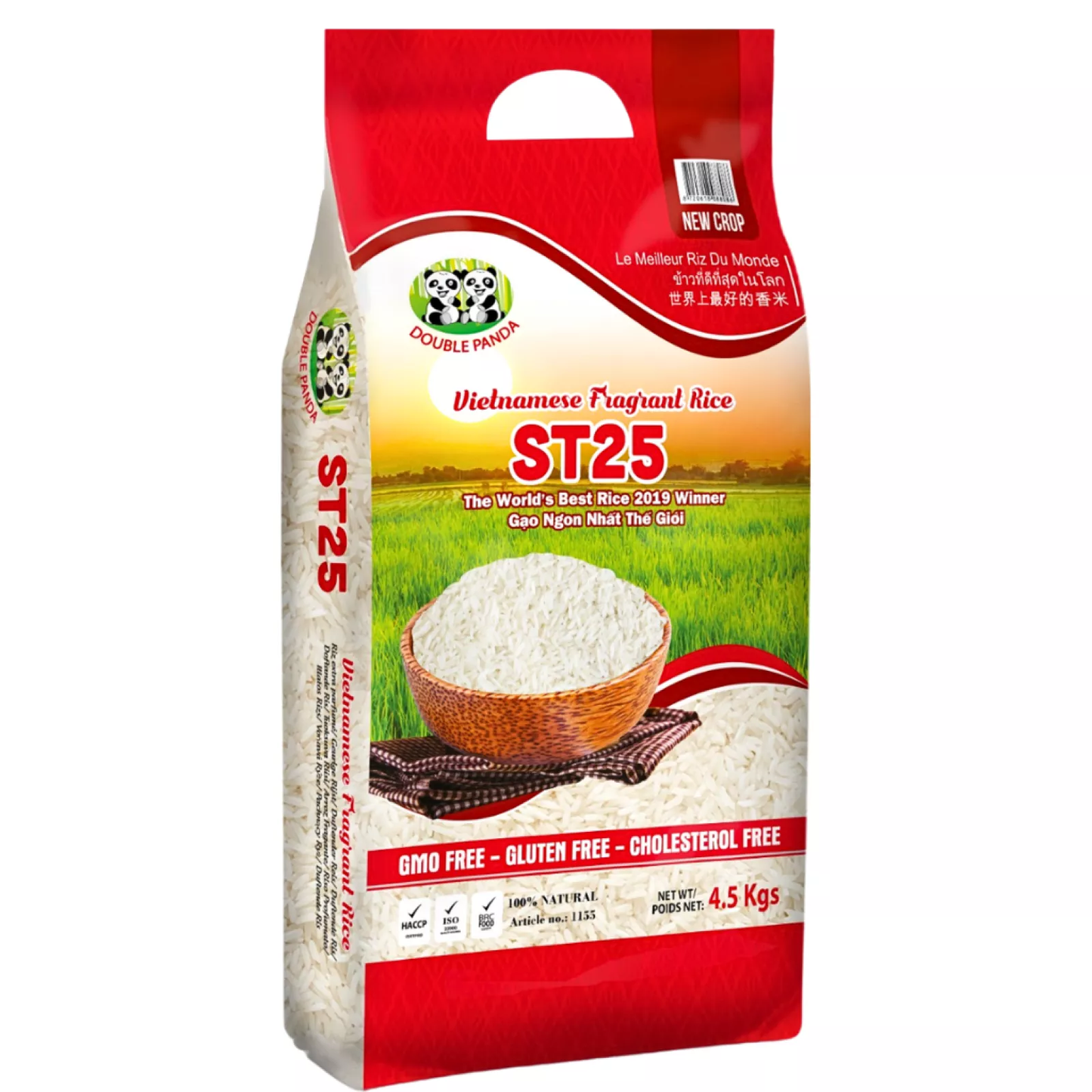 DOUBLE PANDA ST25 Super Jasmine Rice / Gao Thom Deo 2 Con Gau ST25 4.5 Kg ( 4x 1 Box)
