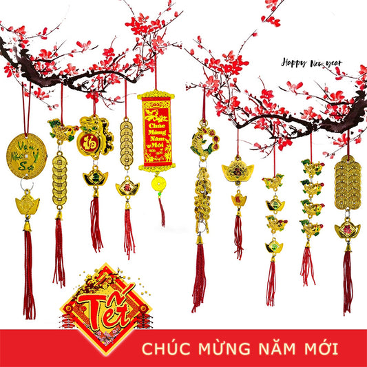 Tet Hanger Decoration 10 Piecies /Bo Day Treo Cay Trang Tri Tet 10 Cai Ngau Nhien