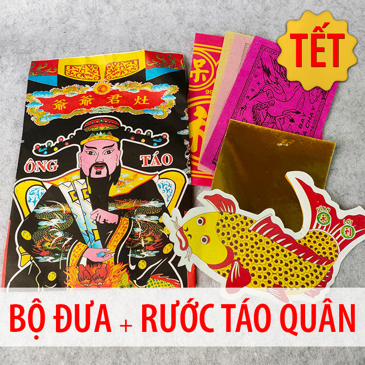 Combo - Kitchen Gods Greeting Papers/ Bo Giay Cung Tet Dua Ruoc Ong Tao