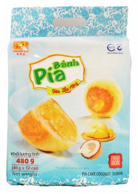 THV - Pia Cake Coconut Durian 480g / Banh Pia Dừa Sầu Riêng 480g