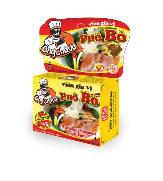 Ong Cha Va Soup Powder Beef Rice Noodle Soup / Vien Gia Vi Pho Bo Ong Cha Va 75g( BBD 29/03/23)