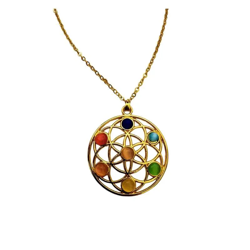 7 Chakra Necklace Gold Colour-Global Food Hub