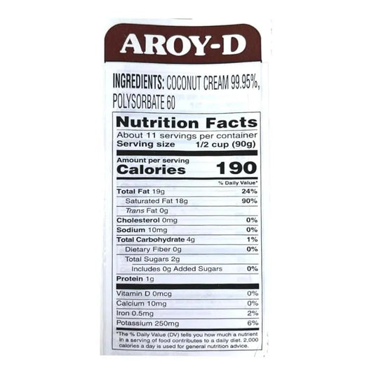 Aroy-D Coconut Cream UHT 21% Fat - 250ml