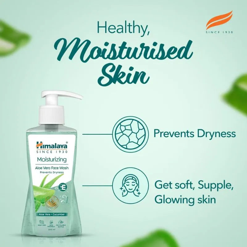 Best Before August 2026 - Himalaya Moisturizing Aloe Vera Face Wash - 200ml-Global Food Hub