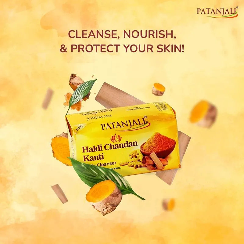 Best Before Feb '26 - Patanjali Somya Haldi Chandan Kanti Soap - 75g-Global Food Hub