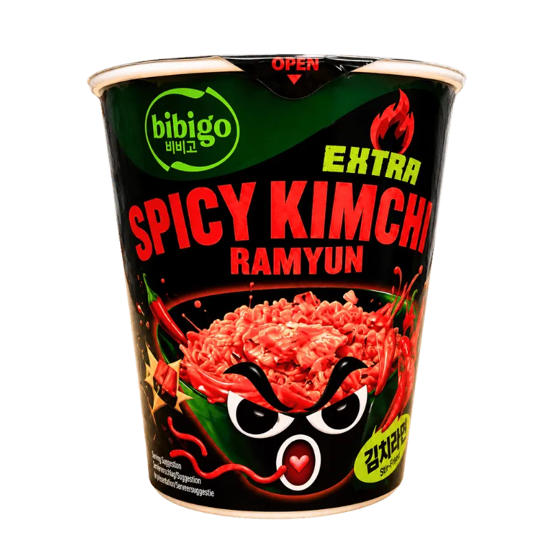 Bibigo Extra Spicy Kimchi Ramyun Cup- 98g-Global Food Hub