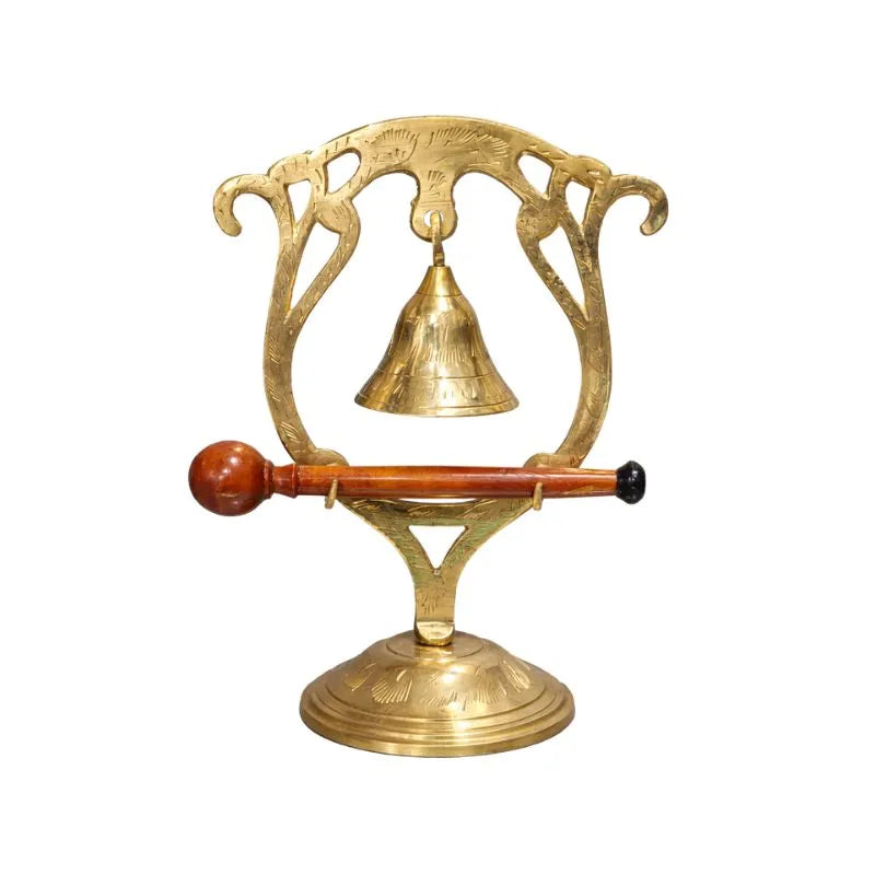 Brass Bell With Wooden Stick-Global Food Hub
