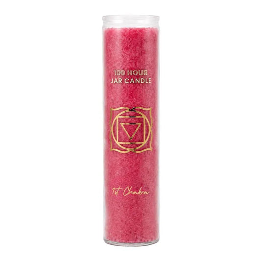 Fair Trade 1st Chakra Stearine Candle in Glass – Red-Global Food Hub