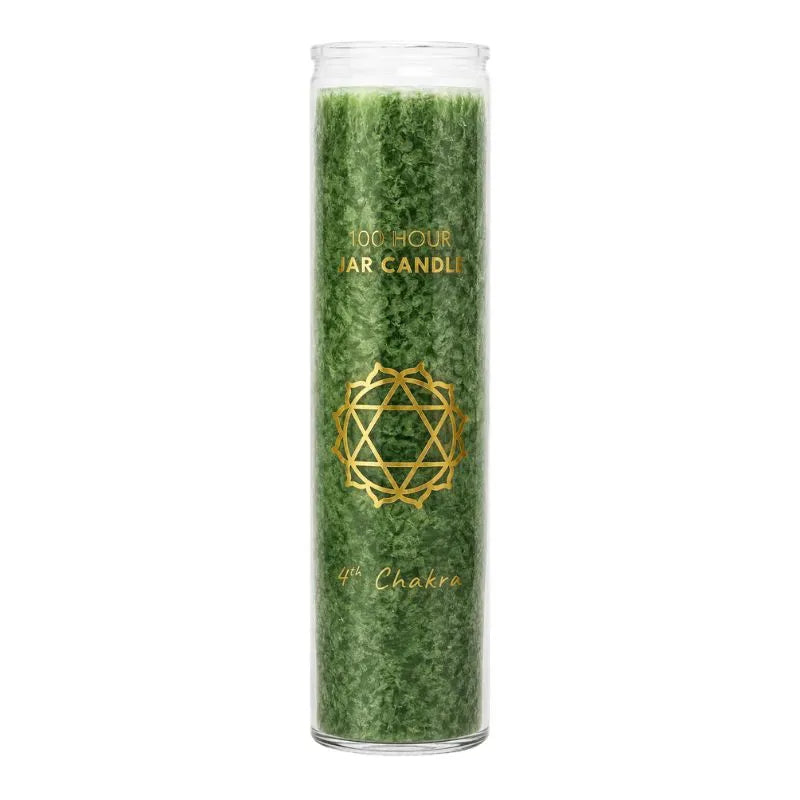 Fair Trade 4th Chakra Stearine Candle in Glass – Green-Global Food Hub