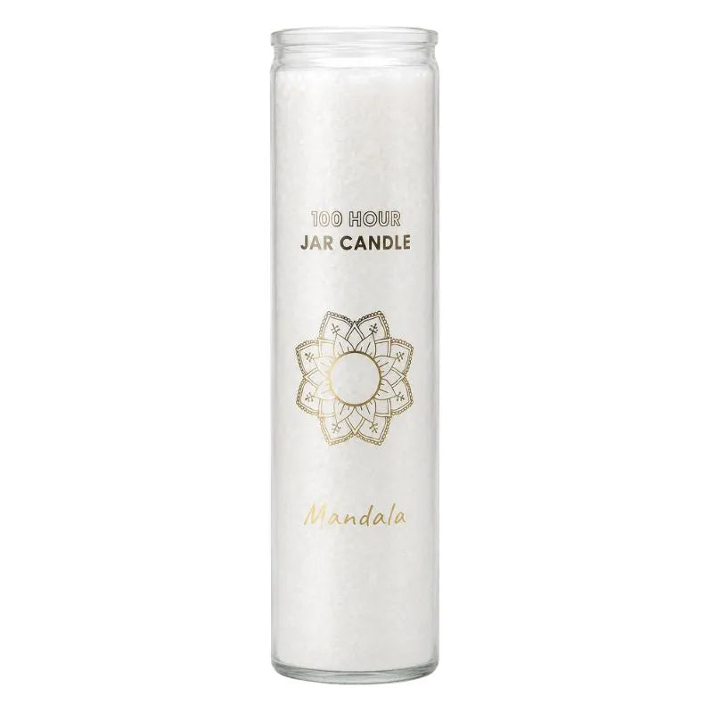 Fair Trade Mandala Stearine Candle in Glass – White-Global Food Hub