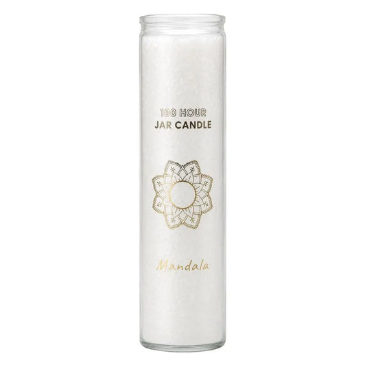 Fair Trade Mandala Stearine Candle in Glass – White-Global Food Hub