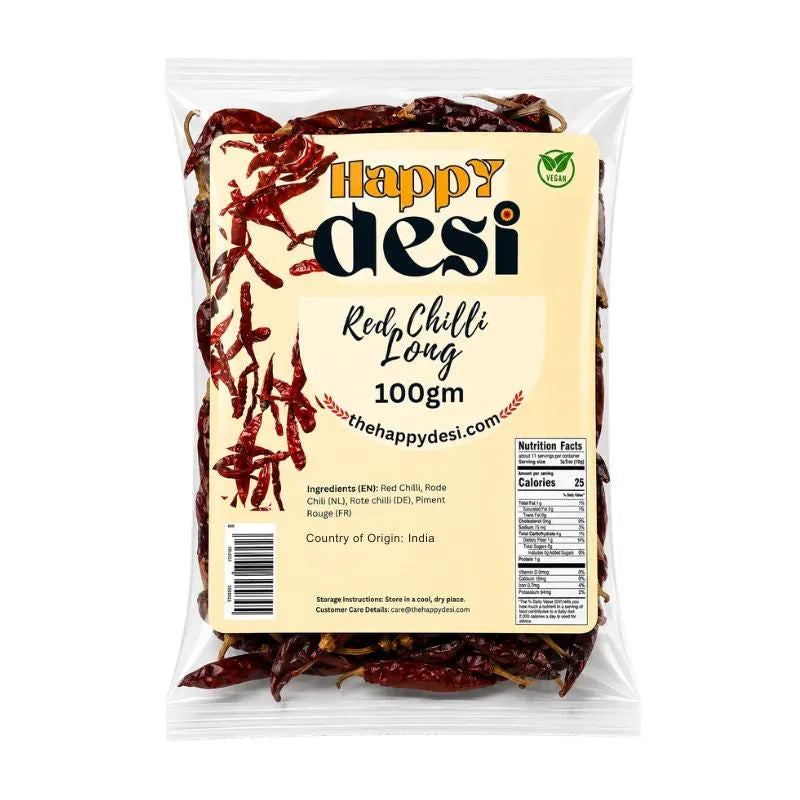 Happy Desi Red Chilli Long- 100g-Global Food Hub