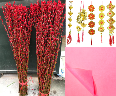 TET Red Flowers Set / Bo Trang Tri Hoa Do TET