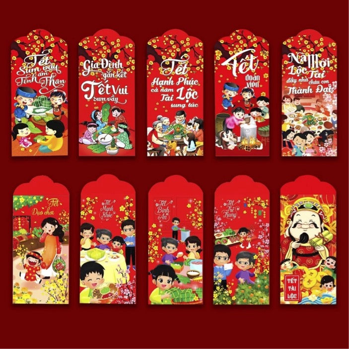 Mixed Hong Bao/ Bao Li Xi Tet Viet Nam 10 Cai Ngau Nhien