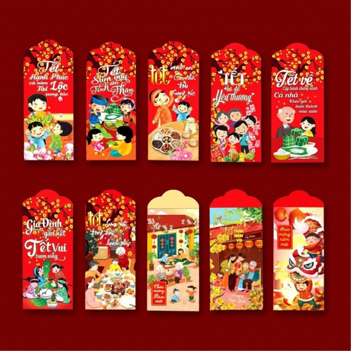 Mixed Hong Bao/ Bao Li Xi Tet Viet Nam 10 Cai Ngau Nhien