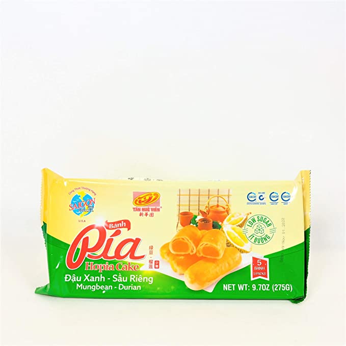 THV - Pia Cake Durian Mung Bean Low Sugar 275g / Banh Pia  Sầu Riêng Đậu Xanh Ít Đường 275g