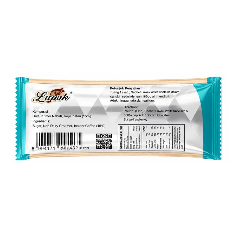 Luwak White Koffie Less Sugar- Sachet 19g-Global Food Hub
