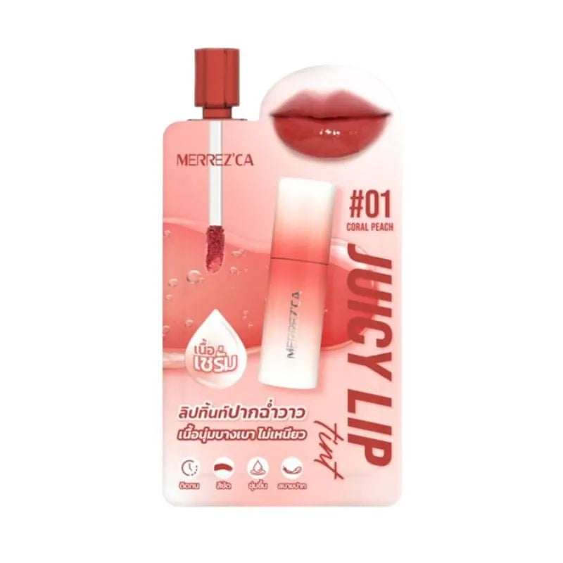 Merrez'ca Juicy Lip Tint #01 Coral Peach - 2ml-Global Food Hub