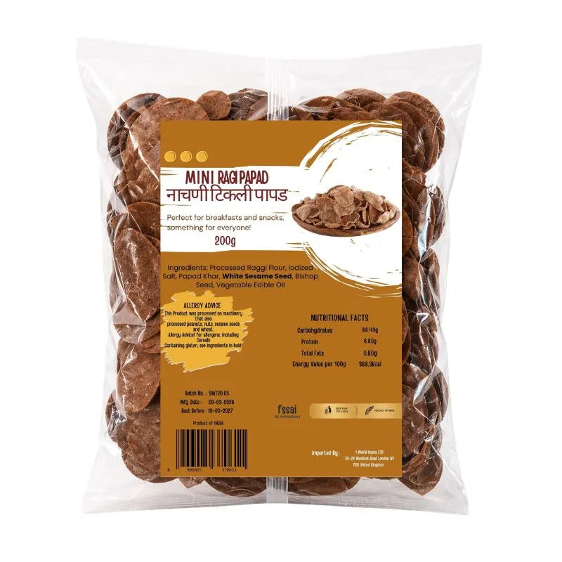 Mini Ragi Papad - 200g-Global Food Hub