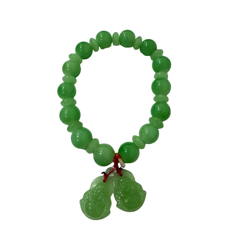 Natural Green Aventurine Pixiu Feng Shui Bracelet - 17cm-Global Food Hub