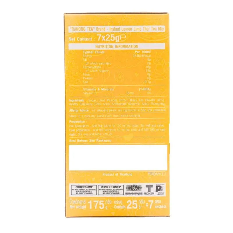 Ranong Tea 3 in 1 Lemon Lime Thai Tea Mix - 25g - 1 Sachet-Global Food Hub