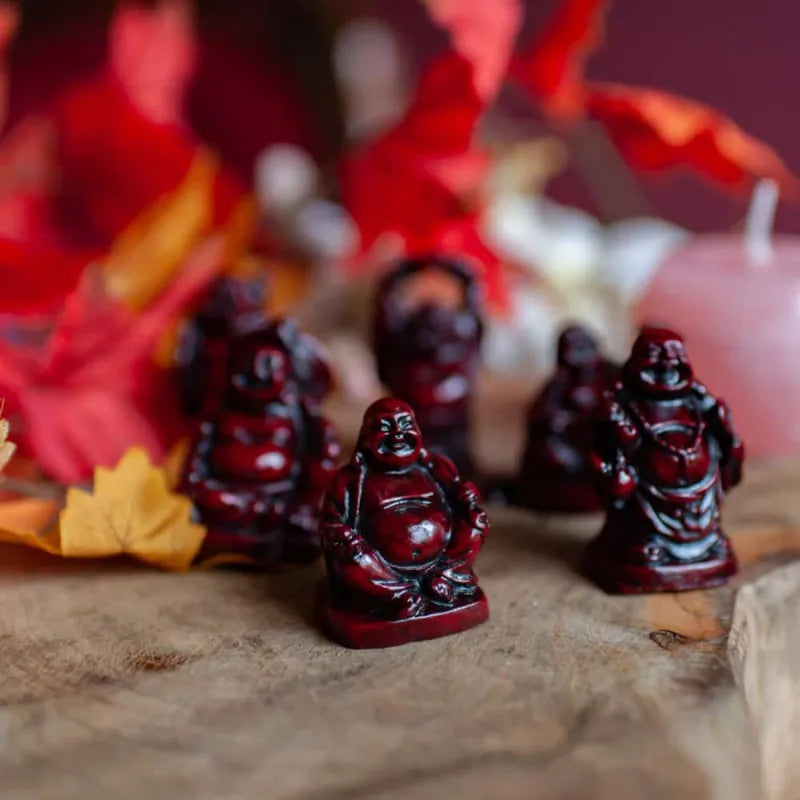 Red Polyresin Happy Buddha Statue – Set of 6-Global Food Hub