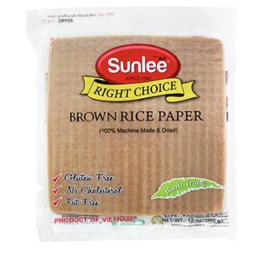 SUNLEE Brown Rice Paper Square / Banh Trang Gao Huyet Rong Vuong 22cm 340g