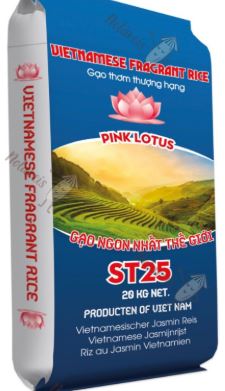 Pink Lotus Gao Thom Deo 2 Con Gau ST25 20Kg/ PINK LOTUS ST25 Super Jasmine Rice