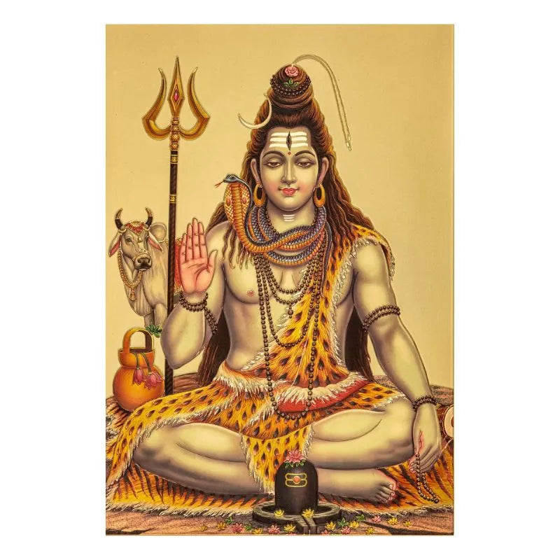 Shiva Gold Foil Unframed Art Work - 21cm x 30cm-Global Food Hub