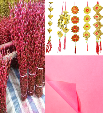 TET Pink Flowers Set / Bo Trang Tri Hoa Hong TET
