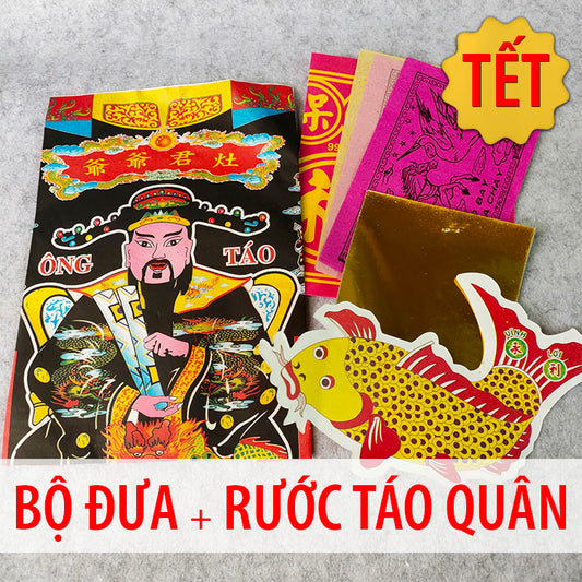Combo - Kitchen Gods Greeting Papers/ Bo Giay Cung Tet Dua Ruoc Ong Tao