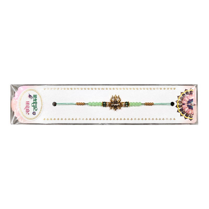 Fancy Rakhi S23 - Green Beads-Global Food Hub