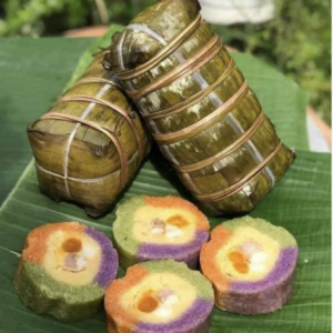 Vijfkleurige Kleefrijstcake Met Varkensvleesbonen / Banh Tet Ngu Sac 1kg-1.2kg